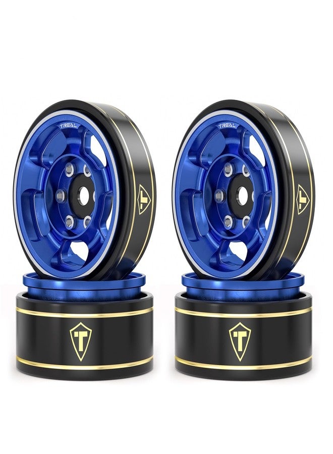 TREAL 1.0 Aluminum Beadlock Wheels Five Spoke Classic Wheel Rims Set (4P) for 1/24 RC SCX24 FCX24 TRX4M-Type G(Blue) - Image 1